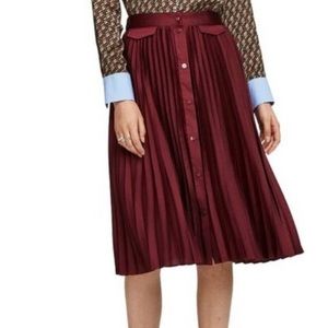 Scotch & Soda Pleated Midi Skirt Purple Maroon Button Down Size: XS